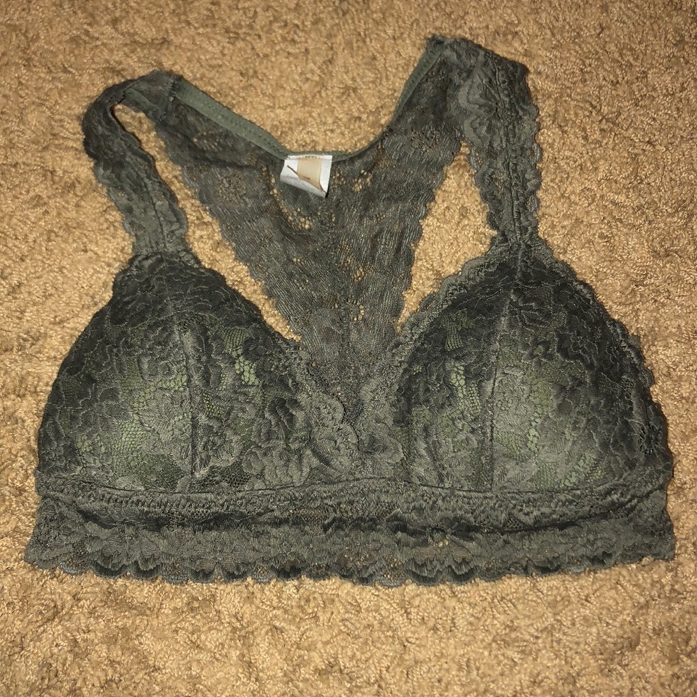 Olive Green, Lace Bralette, One-Size